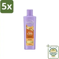 Andrélon 5 x – Shampoo – Oil & Care – 250 ml - Wasstrips - Droog Haar - Pluis - Haar Verzorging - Haar Voeding - Arganolie