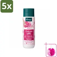 Kneipp 5 x - Douchegel - Embrace Life - 200 ml - Bulkverpakking - Douchegel - Douchemop - Roze geur