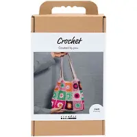 Creativ Company haakset kleurrijke granny square tas bloemen.