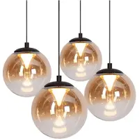 Atmooz Monza 7 Hanglamp Ovaal - 7-lichts Luxe Hanglamp - 90 cm - Geïntegreerde LED - Dimbaar - Modern Glas & Metaal Design - Eettafellamp - Zwart & Smoky Grey
