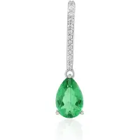 Cavill - Elegante Zilveren Hanger 925 Sterling Zilver Platina Geplateerd - Peervormige Smaragdgroene Kwarts 2,65 ct - 13 Zirkonia Pavé