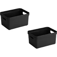 Sunware Opbergbox Sigma - 4x stuks - kunststof - zwart - 13 liter - Opbergbakken/opbergers - 35 x 25 x 18 cm