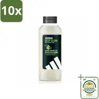 Adidas 10 x – Douchegel – Active Skin & Mind Deep Clean – 400 ml - Wasstrips - Douchegel - Reiniging Huid - Exfoliërende Douchegel - Vulkanische Steen - Hydraatende Douchegel