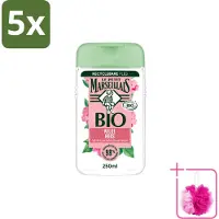 Le Petit Marseillais 5 x – Douchegel – Bio Wilde Roos – Verfrissend – 250 ml - Bulkverpakking - Douchegel - Douchemop - Bio rozenbottel