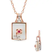 Cavill - Zilveren Ketting 925 Sterling Zilver - Parelmoer Rechthoekig & Birmese Robijn 0,036 ct - Roségoud Verguld - Elegante Damesketting 50 cm