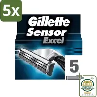 Gillette 5 x - Sensor Excel - Comfortabele scheerbeurt - 5 Navulscheermesjes - Grootverpakking - Scheermesjes - Comfortabele Scheerbeurt - Huidbescherming - Sensor Excel - Sensor Excel