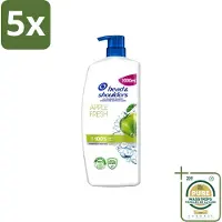 Head & shoulders 5 x - Anti-Roos Shampoo - Apple Fresh - Pompflacon - 1000 ml - Wasstrips - Roosvrij Haar - Anti-roos Shampoo - Hoofdhuid Verzorging - Appelgeur Shampoo - Microbiome Balans