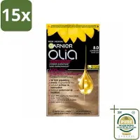Garnier 15 x - Olia 8 - Haarkleuring - Lichtblond - Zonder Ammoniak - 60% Olie - Permanente Kleur - Wasstrips - Haarkleuring - Lichtblond - Permanent - Zonder Ammoniak - 60% Olie