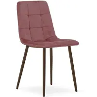 Hobby Hall KARA Eetkamerstoel – Roze Velvet – Walnootkleurige Houten Poten – Comfortabele Ergonomische Zitting – Modern Design – Velvet Stoel voor Woonkamer, Keuken en Eetkamer – Max. 110 kg