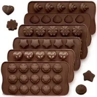 Famanu – Siliconen snoepvormen voor feest en festival, set van zes met verschillende vormen voor ijs en chocolade