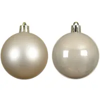 Snowflake Decoris kerstballen - 6x st - champagne - 8 cm - kunststof - mat en glans - kerstversiering