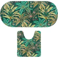 Tendance badkamer matten set Jungle Fever - toiletmat/badmat lang - microfiber - antislip