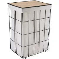 Tendance Wasmand met deksel Bamboe - zwart/naturel - gevlochten kunststof - 60 liter - 40 x 30 x 60 cm