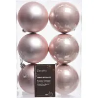 Snowflake Decoris Kerstballen - 6x st - lichtroze - D8 cm - kunststof - mat/glans - kerstversiering