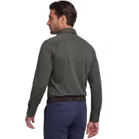 John Miller Overhemd Slim Fit olijfgroen stretch
