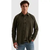 PME Legend Overhemd 'Corduroy shirt with chest embroidery' donkergroen