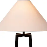 Atmooz Leoni staande lamp – Zwart – Witte linnen lampenkap – 170 cm hoog – Metaal – E27 fitting – 60 W – Industriële stijl