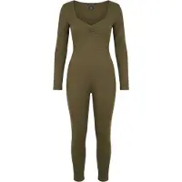 Missyempire Missy Empire Jumpsuit met wijde halslijn voor dames (Kaki Groen)