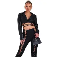 Missyempire Missy Empire Korte PU-blazer voor dames (Zwart)
