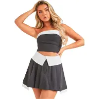 Missyempire Missy Empire Plissé-minirok voor dames (Houtskool)