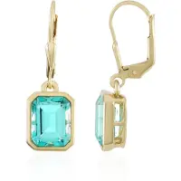 Cavill - Zilveren Oorbellen - 925 Sterling Zilver Verguld - 4,104 Ct Blauwe Paraiba Kwarts - Achthoekig Trapgeslepen Edelstenen - Leverback Sieraden