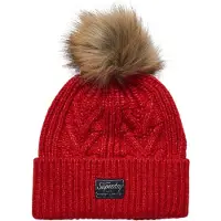 Superdry Luxe Kabelbeanie Grijs Grootte: 1SIZE