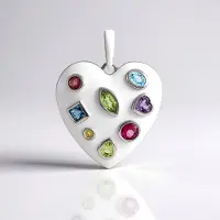 Cavill - Zilveren Hanger 925 Sterling Zilver Gerhodineerd - Hartvormige Amethist & Blauwe Topaas 1,4ct - Kleurrijk & Elegant
