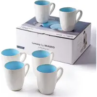OEM MIAMIO – 6 x 350 ml koffiekopjes / set van keramische kopjes, handgemaakt – Lumera collectie (blauw)