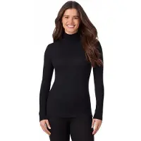 AWR Fashionable Dames Thermo Shirt / Col Trui / Turtleneck Shirt | Warmte Fleece Trui / Warmhoudende Shirt | Zwart - XL/XXL