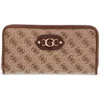 GUESS Samantha Large Zip Around Dames Portemonnee - Latte Logo/Brown