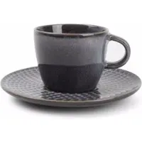 Salt&Pepper - Mokkakop 9cl en schotel grijs - Stitch - set/4