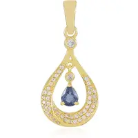 Cavill - Zilveren hanger met 0,34 ct Blauwe Ceylon Saffier - 925 Sterling Zilver Verguld - Peervormige druppel - Elegante dames sieraden