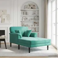 vidaXL Chaise longue Turquoise fluweel
