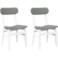 vidaXL Eetkamerstoelen met kussens 2 st massief hout rubber wit