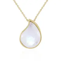 Cavill - Zilveren ketting 925 sterling verguld - 11,25 ct blauwe maansteen uit India - druppelvormige cabochon hanger - elegante 45 cm ketting