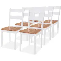 vidaXL Eetkamerstoelen 6 st massief rubberwood wit