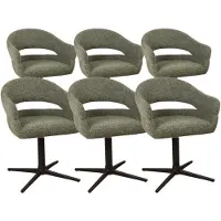 DS4U - Mila armstoel met terugdraaifunctie - Set van 6 - Groen - Stof