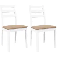 vidaXL Eetkamerstoelen met kussens 2 st massief hout rubber wit
