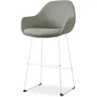 Nolon Nino-Mae Barkruk Saliegroen - Wit Onderstel - 75 cm - Hoge Kruk - Barkruk met Rugleuning - Design - Scandinavisch - Comfortabel