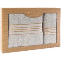 Darymex Premium - Handdoekenset - 2-delig (50x90 & 70x140) - 100% Katoen - Kleur Lichtgrijs in Luxe Cadeaudoos