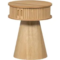 Woood Karri Nachtkastje Rond - Hout - Naturel - 46x38x38