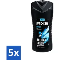 Axe 5 x - 3-in-1 Douchegel - Apollo - Sage & Cedarwoord - All Day Fresh - 400 ml - Voordeelverpakking - 5 stuks