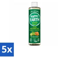 Happy Earth 5 x – Douchegel – 100% Natuurlijk Bergamot Cedarwood – 300 ml - Voordeelverpakking - 5 stuks