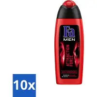 Fa 10 x - Douchegel - Attraction Force - Mannen Lichaam & Haar - Bergamot & Limoen - Verfrissend - 250 ml - Voordeelverpakking - 10 stuks