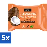 Sence 5 x - Coconut - Gezichtsreinigingsdoekjes - Verzorgend - 20 Doekjes - Voordeelverpakking - 5 stuks