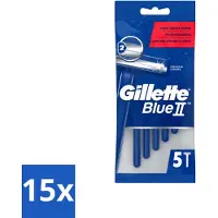 Gillette 15 x - Blue II - Wegwerpscheermesjes - Precisie & Comfort - 5 Scheermesjes - Voordeelverpakking - 15 stuks
