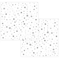 Duni kerst thema servetten - 20x st - 33 x 33 cm - wit met sterren