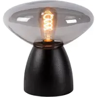Atmooz - Tafellamp Cannes - Zwart Eikenhout & Gerookt Glas - Ø 29 cm - E27 - Stijlvol Design