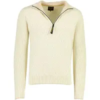 PME Legend Trui 'Pullover with half-zip and mixed textures' beige