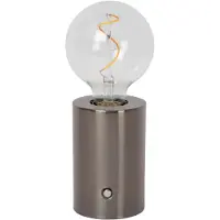 Lucide VIVO - Oplaadbare Tafellamp - Accu/Batterij - Ø 8 cm - LED Dimbaar - E27 - 1x1W 2700K - Mat zwart chroom